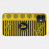 アートデコ花レトロスタイルとモノグラム Case-Mate iPhoneケース (裏面(横))