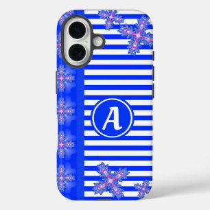 アートデコ花レトロスタイルとモノグラム iPhone 16ケース