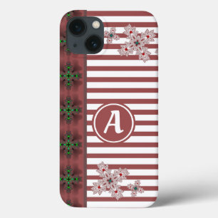 アートデコ花レトロスタイルとモノグラム iPhone 13ケース