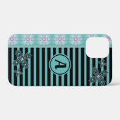 アートデコ花レトロスタイルとモノグラム Case-Mate iPhoneケース (裏面 (横))