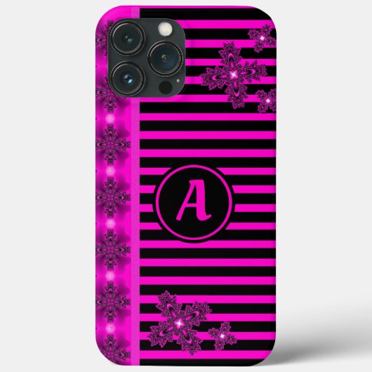 アートデコ花レトロスタイルとモノグラム Case-Mate iPhoneケース (裏面)