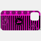 アートデコ花レトロスタイルとモノグラム Case-Mate iPhoneケース (裏面 (横))