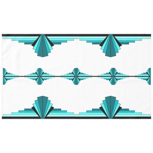 アートデコ要素のティール(緑がかった色)グリーンテーブルクロス テーブルクロス (正面(横))