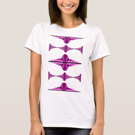 アートデコ要素を深いピンク Tシャツ (正面)