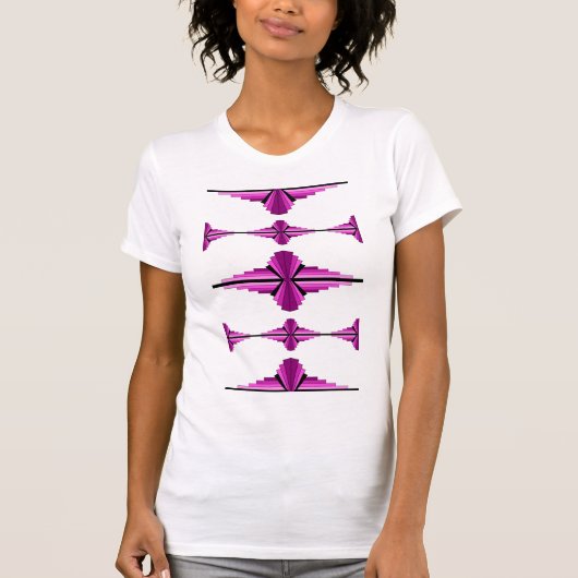 アートデコ要素を深いピンク Tシャツ (正面)