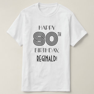 アートデコ調のデザインが施された80歳の誕生日パーティーTシャツ Tシャツ