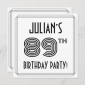 アートデコ調の89歳の誕生日パーティー オーダーメイドのお名前入り 招待状 (正面/裏面)