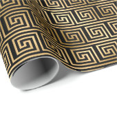 アートデコ金ゴールドブラックタイル模様 ラッピングペーパー (ロールコーナー)