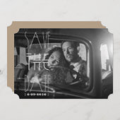 アートデコ風のグatsbyスタイルのSave the Dateカード | 5x7インチの招待チケット セーブザデート (正面/裏面)