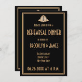アートデコ風グレートギャツビー結婚式リハーサル招待状 招待状 (正面/裏面)