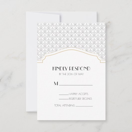 アートデコ風返信/出欠確認用挿入カード サンキューカード (正面)