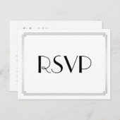 アートデコ風 ガッツビー シルバー ウェディング RSVP ポストカード (正面/裏面)