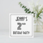 アートデコ風 2歳の誕生日パーティー オーダーメイド ネーム入り 招待状 (スタンド正面)