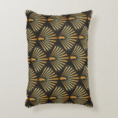 アートデコ黄金の孔雀パターン アクセントクッション (正面(垂直))