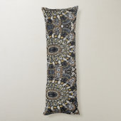 アートデコ黒と金ゴールドボヘミアン模様 ボディピロー (裏面 (縦))