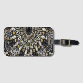 アートデコ黒と金ゴールドボヘミアン模様 ラゲッジタグ (正面横)