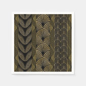 アートデコ黒と金ゴールド スタンダードカクテルナプキン (正面)