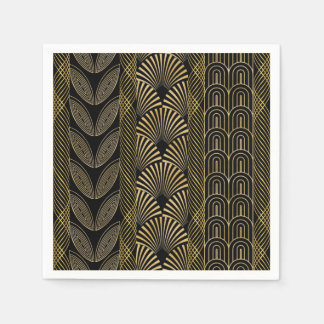 アートデコ黒と金ゴールド スタンダードカクテルナプキン