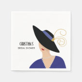 アートデコ1930年代 黒い帽子の女性の結婚前お茶会 スタンダードカクテルナプキン (正面)