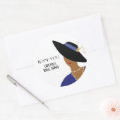 アートデコ1930年代 黒い帽子の女性 ブライダルシャワー ラウンドシール (封筒)