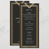 アートデコ20年代メニューカー | ギatsby風パーティー メニュー (正面/裏面)