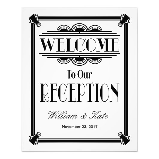 アートデコ、ようこそ私たちの披露宴結婚のサイン フォトプリント            (正面)