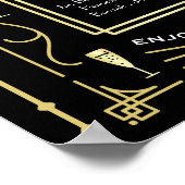 アートデコ ウェディングパーティーバー ワインビール リキュール メニュー ポスター (角)