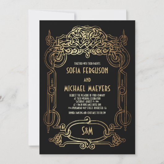 アートデコ ウェディング 招待状 (正面)