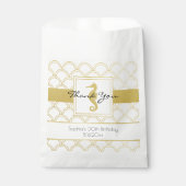 アートデコ オーシャンウェーブ パターン ゴールドグリッター タツノオトシゴ フェイバーバッグ (正面)