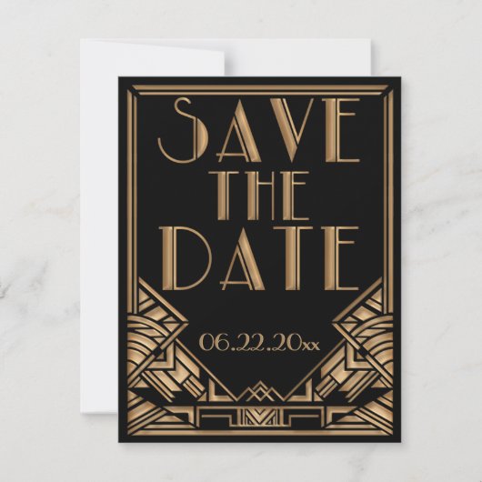 アートデコ ガツビースタイルの結婚式 Save the Date セーブザデート (正面)