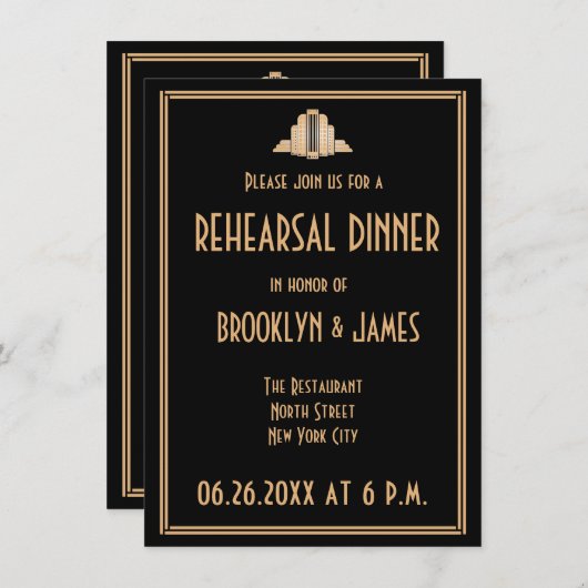 アートデコ グレートギャツビー ウェディング リハーサル 招待状 (正面/裏面)