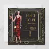 アートデコ グレートギャツビー 1920年代 ブラidal Shower Rd 招待状 (正面)