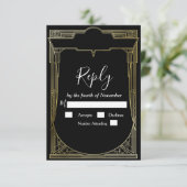 アートデコ・グレートギャツビー 1920年代 返信お願いします 出欠カード (スタンド正面)