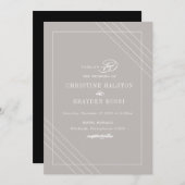 アートデコ グレー ホワイト 結婚式 招待状 (正面/裏面)