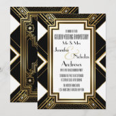 アートデコ ゴールドウェディングアニバーサリー 招待状 (正面/裏面)