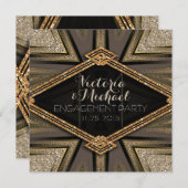 アートデコ ゴールドエンゲージメントパーティー招待状 招待状 (正面/裏面)