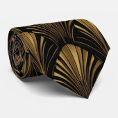 アートデコ ゴールドパターン - エレガントなヴィンテージ幾何学模様 ネクタイ (ロール)