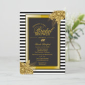 アートデコ ゴールドローズ & ストライプ ウェディングシャワー カード (スタンド正面)