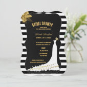 アートデコ ゴールドローズ ストライプ ウェディングシャワー カード (スタンド正面)