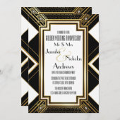 アートデコ ゴールド ウェディング アニバーサリー インビテーション (正面/裏面)