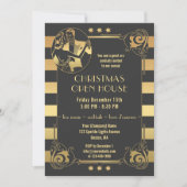アートデコ ゴールド ガツビー クリスマス ホリデー 招待状 (正面)