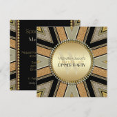 アートデコ ゴールド グリッター ディナー パーティー ご招待 招待状 (正面/裏面)