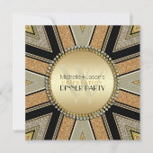 アートデコ ゴールド グリッター ディナー パーティー 招待状 (正面)