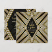 アートデコ ゴールド ダイヤモンド ディナー パーティー 招待状 (正面/裏面)