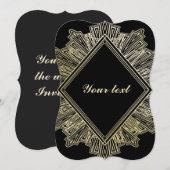 アートデコ ゴールド ブラック エレガント ウェディング 招待状 (正面/裏面)