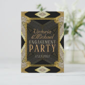 アートデコ ゴールド ブラック 婚約招待状 招待状 (スタンド正面)