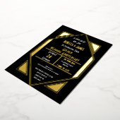 アートデコ ゴールド 結婚50周年 ブラックゴールド 箔招待状 (回転した状態)