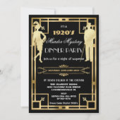 アートデコ ゴールド Roaring 20s 殺人ミステリー パーティー 招待状 (正面)