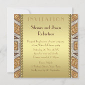 アートデコ サン ゴールデングリッター ディナーパーティー招待状 招待状 (裏面)