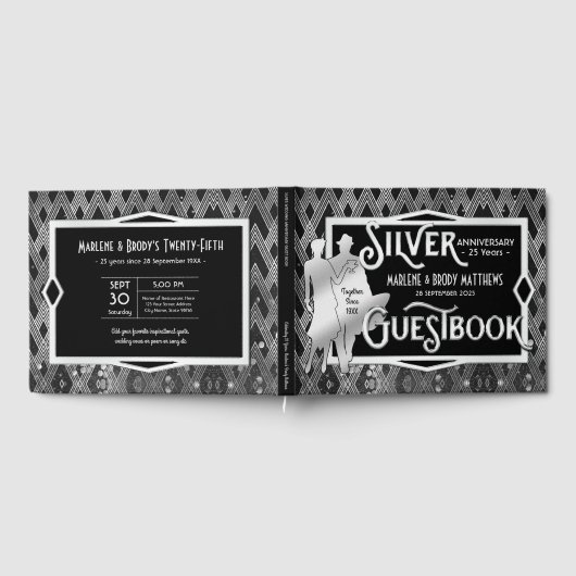 アートデコ シルバー ウェディング アニバーサリー グレートギャツビー ゲストブック (全面)